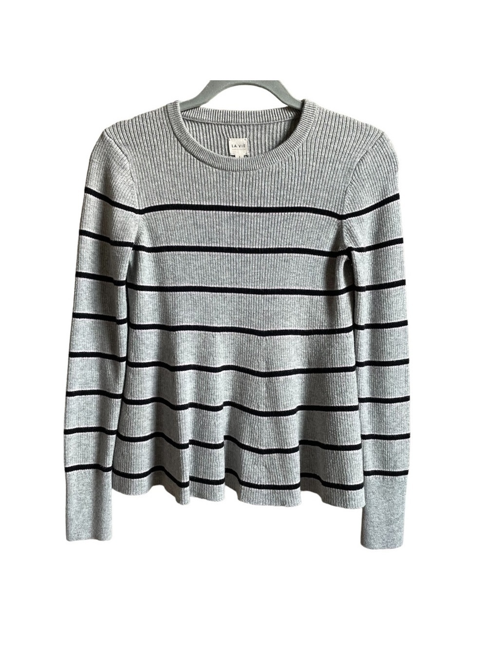 La Vie Rebecca Taylor Cozy Stripe Cherry Blossom Pullover Sweater Size Small